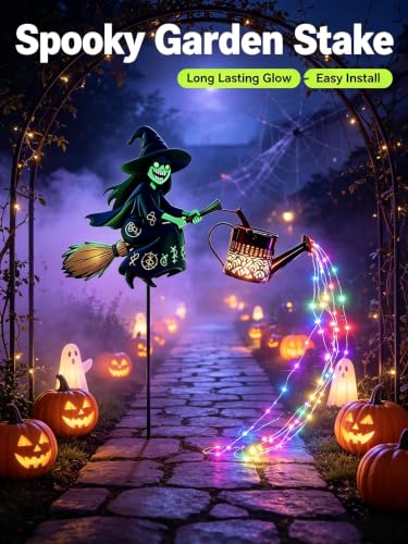 ChayWillow Halloween Witch Solar Garden Stake Light Multicolor LED - image 5