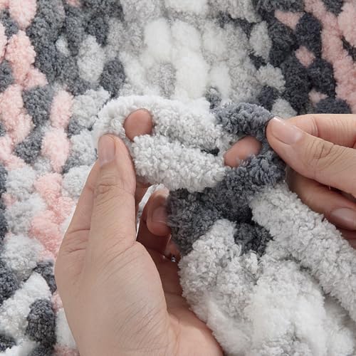 Image of MABOZOO Tie Dye Chunky Yarn for Crocheting & Knitting, 8 Pack - Soft Plush Grey Fluffy Jumbo Chenille Yarn,Giant Thick Fuzzy Bulky(26 yds, 8 oz Each Skein)
