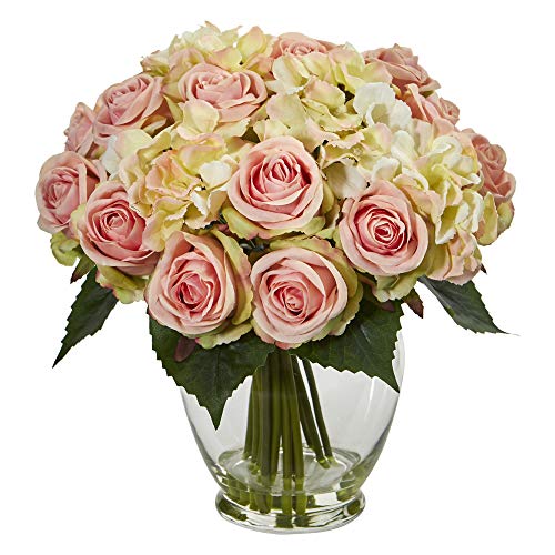 Nearly Natural Rose and Hydrangea Bouquet Artificial Arrangement by Nearly Natural - Used condition - US$27.35