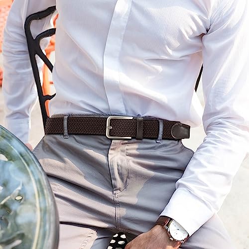 Image of DOOPAI Braided Stretch Belt for Men, Elastic Woven Belt, casual Fabric Golf Belt, 1 3 /8 inch for golf pants jeans, Gift Box