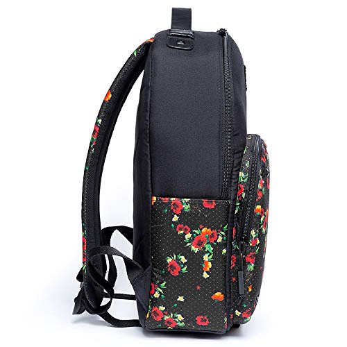 Mochila Cavalera Notebook Flores Preta