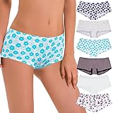 Curve Muse Pack of 6 Sheer Lace Tanga Hipster Boyshort Panties -Pack B-S/5 Multicoloured