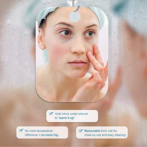 Large Fogless Shower Mirror, Anti-Fog Shower Mirror (12 Inx7.48 In) , Frameless Shower Mirror, Fog-Free Travel Shave Mirror, Shatterproof Shaving Mirror, Wall Hanging Mirror, Portable Makeup Mirror #TOP6