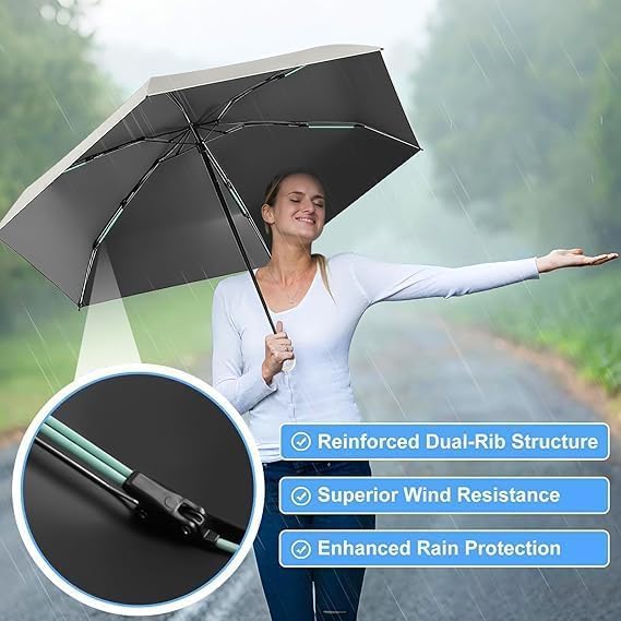Image of Zemic Umbrella, UV Big Size Umbrella for Sun Protection Rain Windproof Strong Large 3 Fold For Men Women Kids Boys Girls Perfect & Stylish Windproof & Compact''