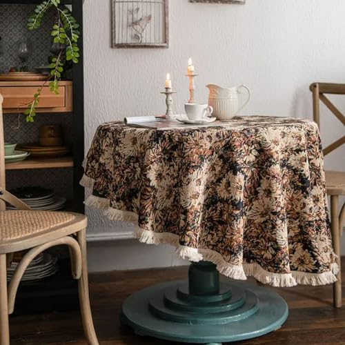 Nappe jacquard tournesol protège table ronde épaisse
