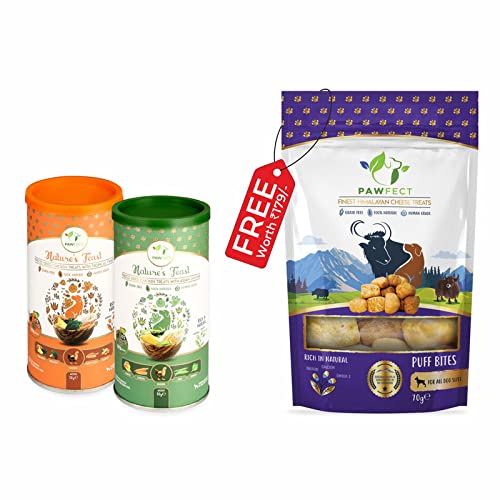 Pawfect - Nature's Feast Freeze Dried Grain Free Buy 2 Chicken Treats for Dog (Tropical Twist and Asian Greens) Get Free Puff Bite (2 x 50g + 70g)