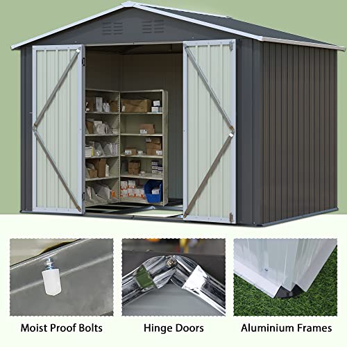 Morhome Sheds & Outdoor Storage,6 X 8 Ft Outdoor Storage Shed, Metal Garden Tool Shed, Outside Sheds & Outdoor Storage Galvanized Steel With Lockable Door For Backyard #TOP4