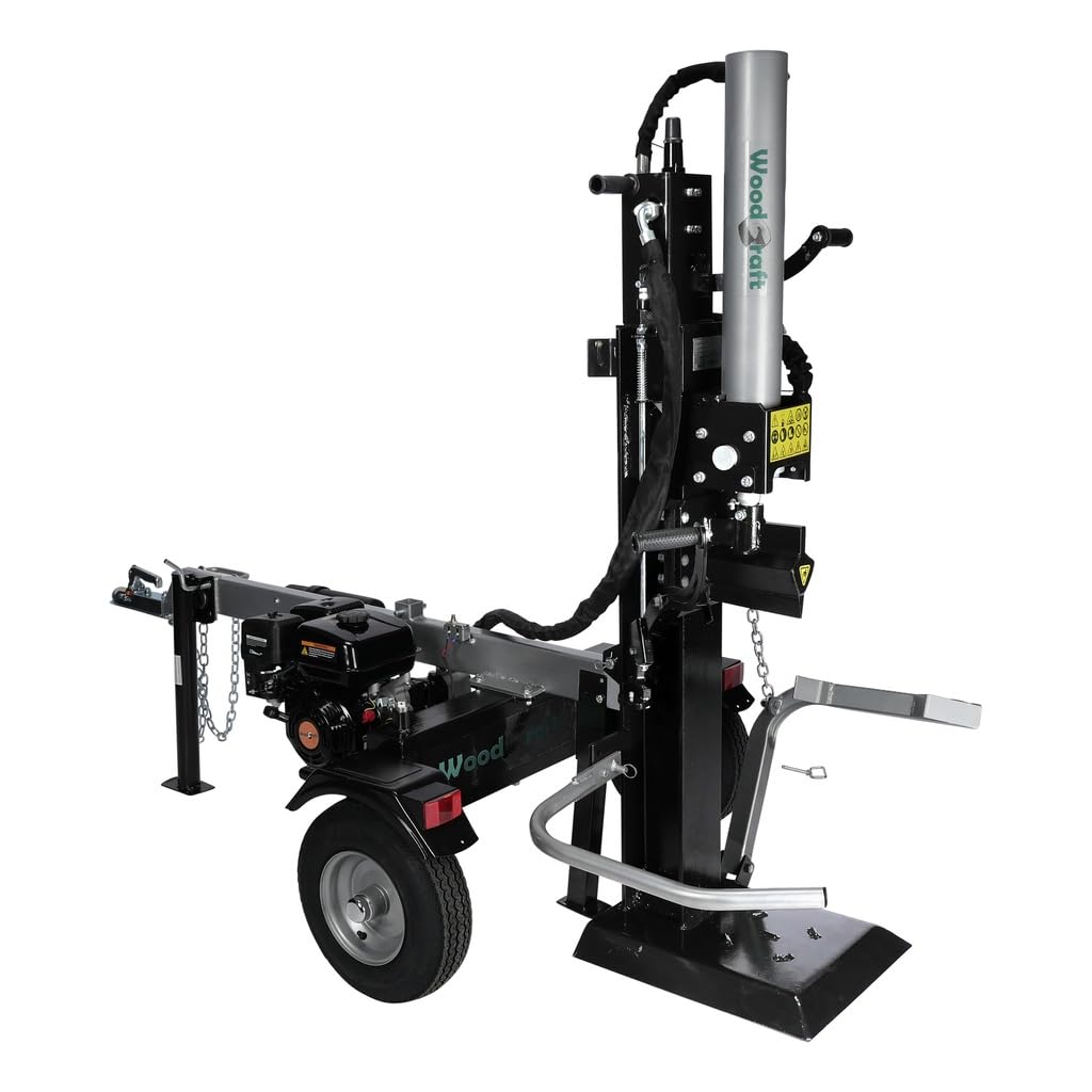 22t Holzspalter Benzin Motorbetrieben – Vertikal-Spalter für Baumstämme bis 60cm, Kraftvoller 196ccm Motor, Mobiles Fahrwerk bis 72 km/h, Forstgerät Brennholzspalter