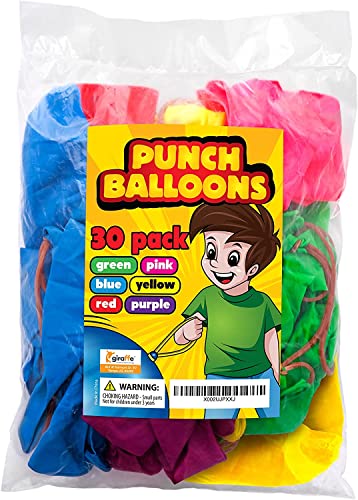 Giraffe 18 Inch Large Thick Latex Neon Rubber Punch Balloons Heavy Duty for Kids 30 Pack Ballons Bulk - Balloons Party Favors 4-8, 6 to 8, 8-12 Punching Baloons - Christmas Stocking Stuffers for Kids - Image 8