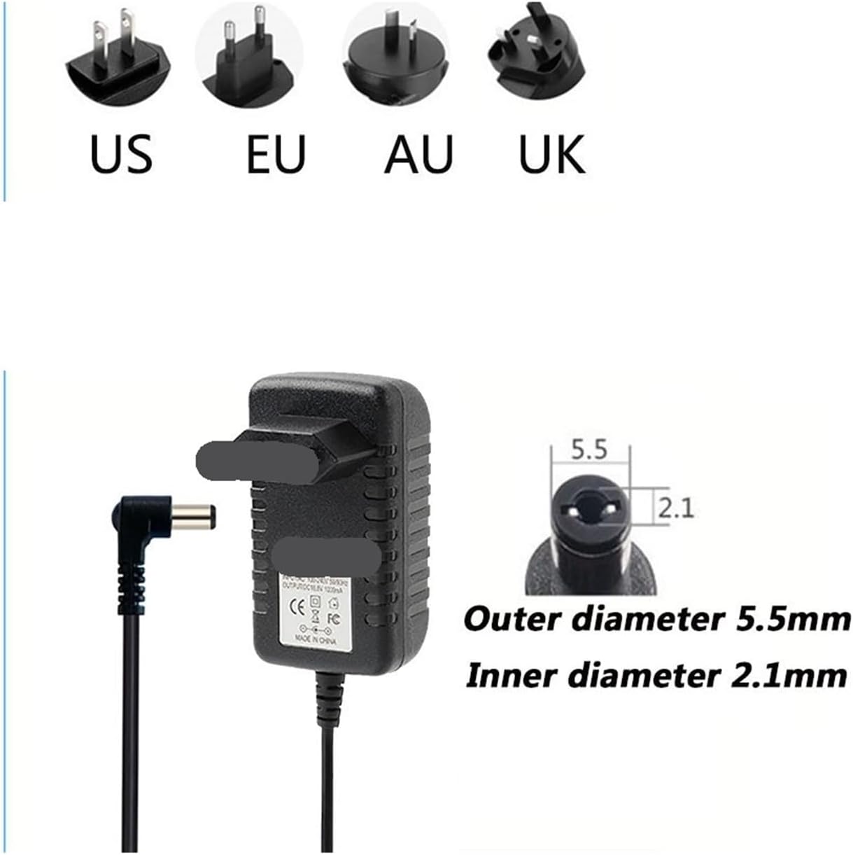 18V 0.5A DC Adapter Power DC 90 Degree to 5.5 * 2.1mm(AU)