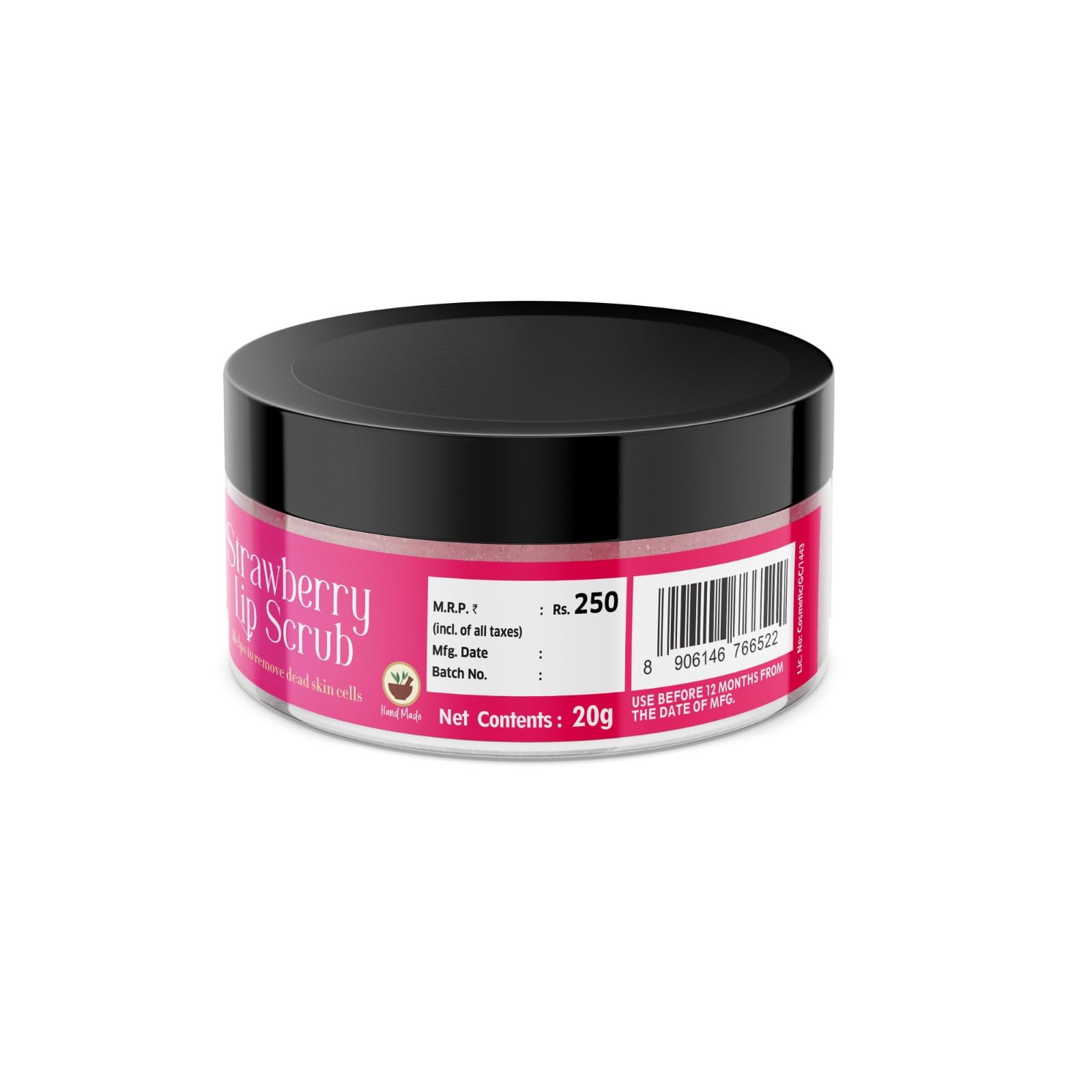 Lakshmi Krishna Strawberry Lip Scrub-20g, Organic Strawberry Lip Scrub - Exfoliates & Moisturizes with Antioxidant Rich Ingredients - Image 3 thumbnail