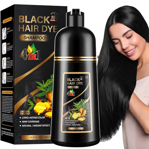 Yiciani Black Hair Dye Shampoo Hair Color Shampoo for Gray Hair Coverage, 3 In 1 Black Hair Color Shampoo 100% White Coverage Natural Herbal Instant Hair Dye for Men and Women
