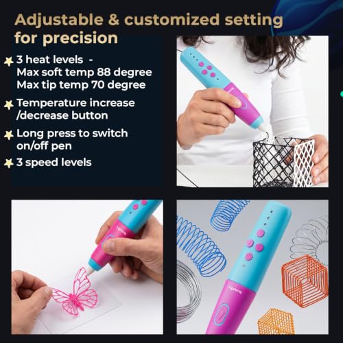 Image of Lifelong Premium 3D Printing Pen with PCL Filament, Magic Scribble Drawing & Painting Art Pen for Kids & Adults, Rechargeable Battery, Clog-Free Nozzle, Adjustable Speed & Temperature Control