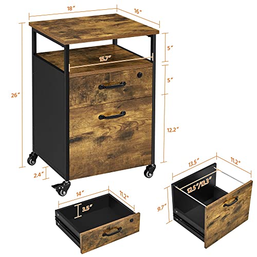 Yorgac Industrial Mobile Vintage File Cabinet, With 2 Drawers, Metal File Cabinet, Steel Storage Cabinet, Archive File Cabinet With Drawers #TOP2