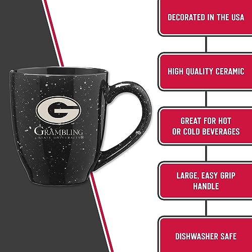 Image of Rico Industries NCAA Grambling State Tigers Black Personalized 16 oz Team Color Laser Engraved Speckled Ceramic Coffee Mug