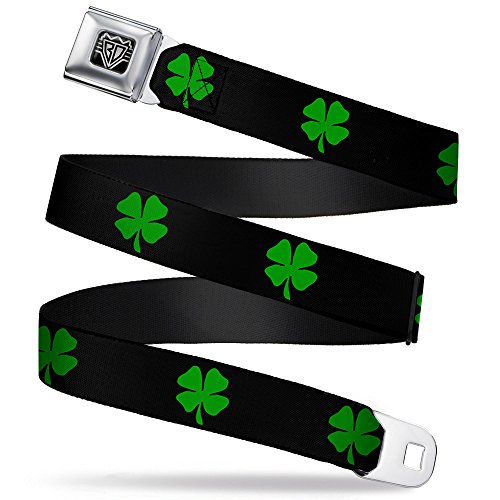 Cinturón de seguridad infantil St. Pat's negro y verde de 1.0 pulgada ajustable