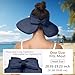 Sun Hats Visor for Women, UV UPF Straw Beach Hat Foldable Wide Brim Ponytail Summer Hats Packable Travel (Bowknot Navy Blue)