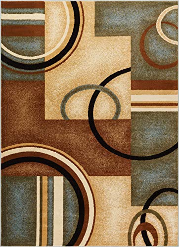 Well Woven Barclay Arcs & Shapes Light Blue Modern Geometric Area Rug 6'7'' X 9'6''