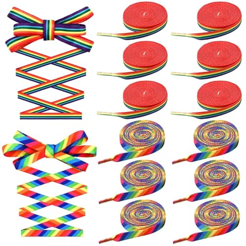 MOUNTCLIM 12 Pairs Rainbow Shoelaces Pride Shoe Laces for Sneakers