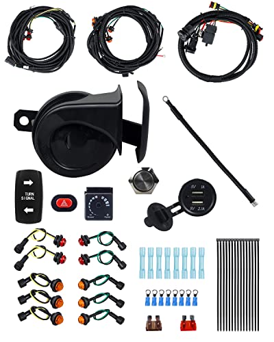 Image of NTHREEAUTO UTV Turn Signal Kit with 110D Horn, Plug and Play UTV Blinker with Pre-Wired Rocker Switch, Hazard Light, Car Charger, Universal Street Legal Kit Compatible with Polaris, Can-Am, Kawasaki