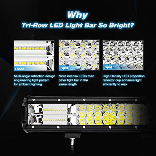 Image of Nilight - 18002C-B 2PCS 12Inch 180W Triple Row Flood Spot Combo LED Light Bar 18000LM Led Bar Driving Lights Boat Lights Led Off Road Lights for Trucks