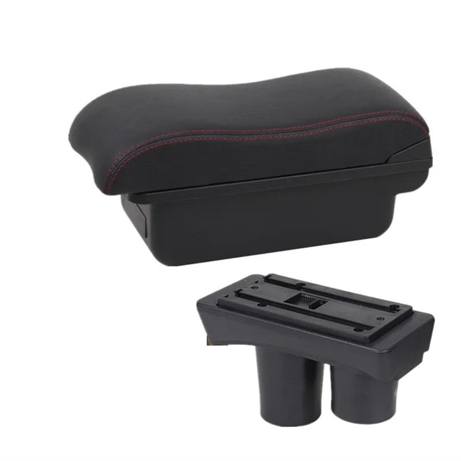 NOHEEU Car Armrest Box For Citroen C3 C2 Storage Interior Parts Dedicated Retrofit Accessories(A2 Black red NO USB)
