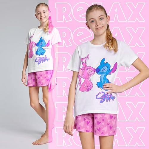 Image of Disney Stitch Girls Short Pajama Sets, Cozy Breathable Loungewear - Stitch Gifts