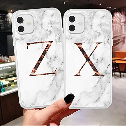 Miniatura 5 de QLTYPRI Funda para iPhone 11, funda de mármol, delgada, suave, flexible, TPU mármol A Z, tu propia letra brillante gel de goma blanca funda