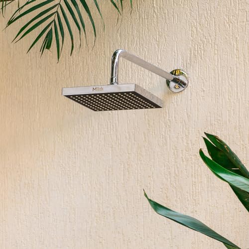 Image of Mila Matte Rain Shower| Chrome Finish Square Overhead Shower | 200 * 200mm Ceiling Mounted | ABS Body| Single Function Rainfall Shower for Broad Coverage & Water Efficiency| (Without Arm)