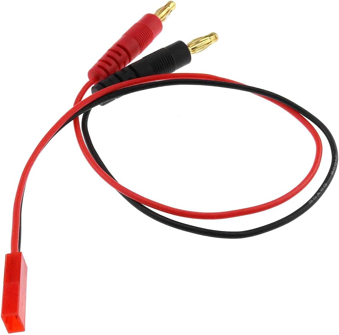 YUNIQUE UK 1 Piece 4mm 4.0mm Male Banana Plug Connector Lead to JST 20awg Soft Silicon Charging Cable Wire 30cm 11.8inch Lipo Parts for RC