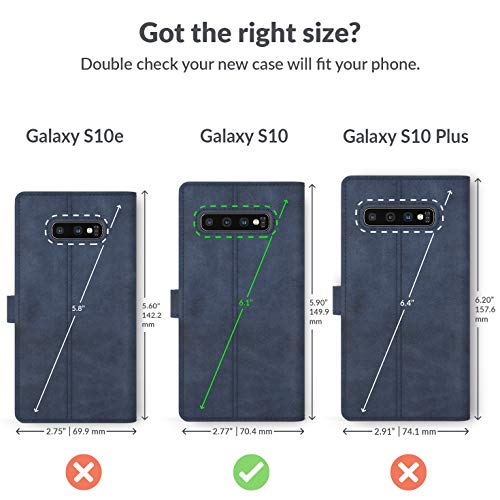 Snakehive Galaxy S10 Vintage Wallet || Genuine Leather Wallet Phone Case || Real Leather With Viewing Stand & 3 Card Holder || Flip Folio Cover With Card Slot (Navy) #TOP1