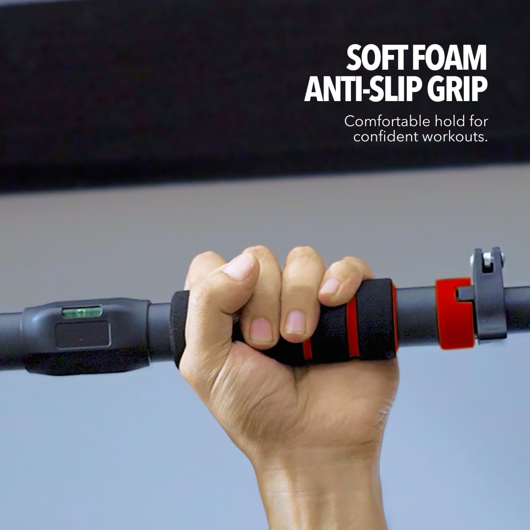 Boldfit Pull Up Bars For Home Workout -Chin Up Bar Gym Accessories for Men Door Way Adjustable Hanging Rod Without Screw, Anti-skid Grip, Strength Training Exercise Bar- Pullup Bar