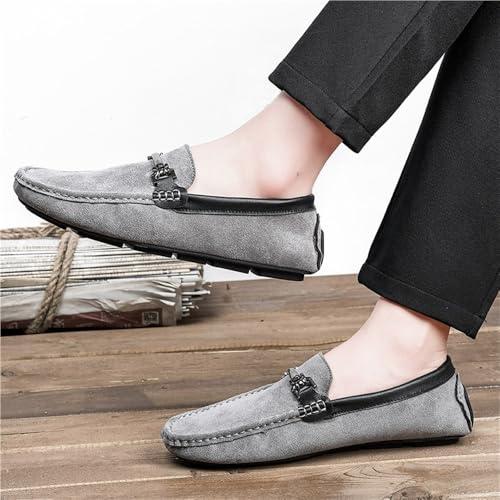 Mens Loafers Shoe Suede Vamp Driving Loafers Stitching Details Comfortable Flexible Slip Resistant Lightweight Flat Heel Prom Wedding Slip-on 6