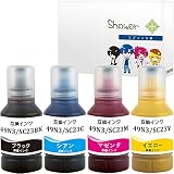 Shower インク エプソン用 SC23 (BK/C/M/Y) 4色セット 互換インク QR/WEB説明あり 【Green Shower製】は国内梱包検品を実施【安心一年パック】 対応型番： SC-F150 SC-F15HH5 SC23BK SC23C SC23M SC23Y (昇華インク)