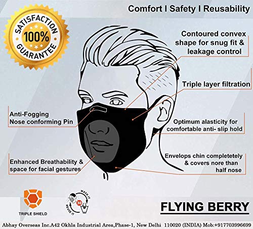 Image of FLYING BERRY Comfortable Anti Pollution Multi Layers Washable Linen Face Mask