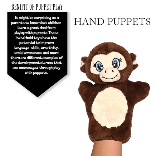Image of Besties Monkey Hand Puppets for Kids - Soft Hand Puppets for Kids, Story Telling Puppet for Kids, Hand Puppet Toy, Plush Animals Hand Puppet Toys, Fun Play Learning Toys - Brown (Monkey)