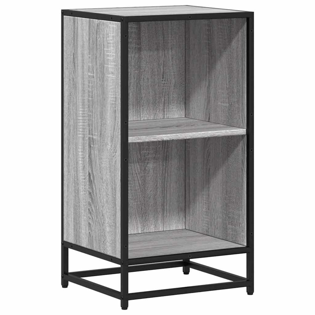 Sonoma - Biblioteca gris (40 x 35 x 76 cm, estructura metálica, estante moderno con 2 compartimentos, madera resistente, para salón, oficina, pasillo, dormitorio