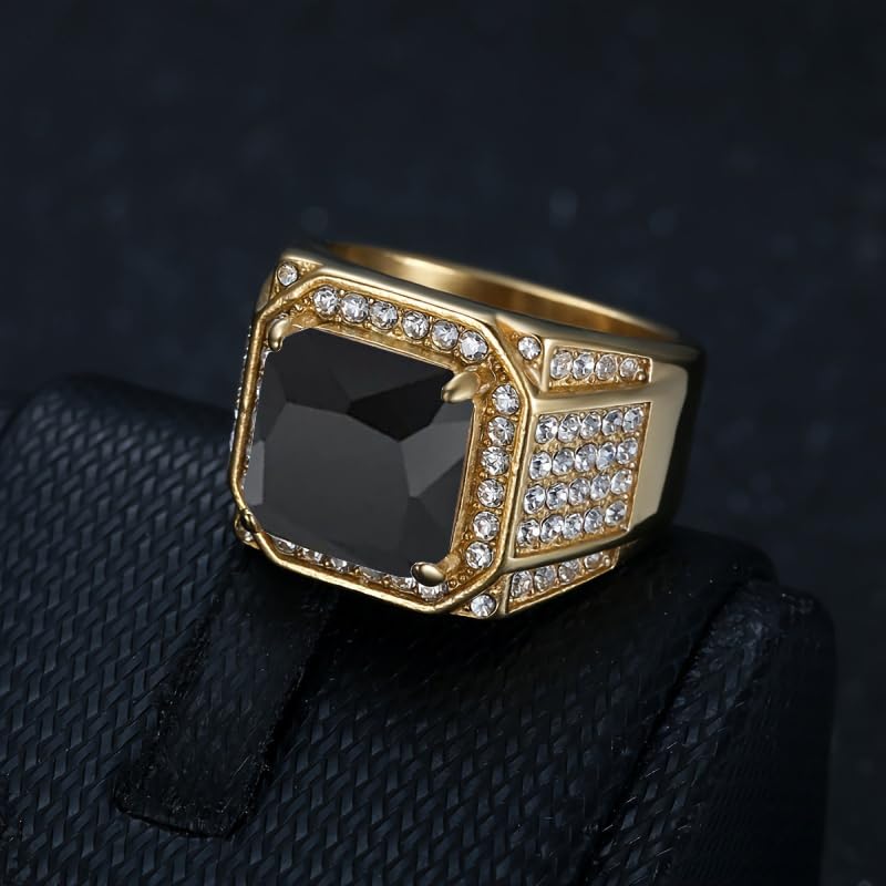 10K 14K 18K Solid Gold Men's 1CT Ruby/Emerald/Sapphire Rings Men's Vintage Signet Ring with Gemstone Gold Luxury Jewelry Statement Engagement Anniversary Ring for Men Size 4-162