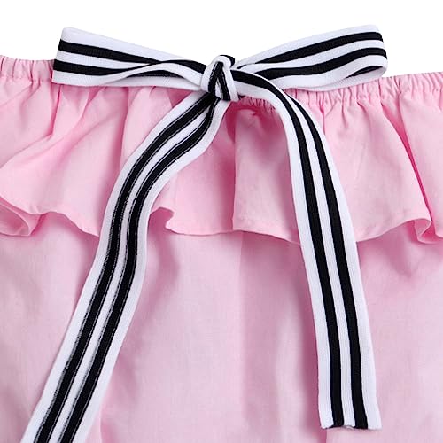 Image of Hopscotch Baby Girls Cotton Solid Top and Pant Set in Pink Color