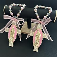 2PCS Pink Virgin Mary Cross