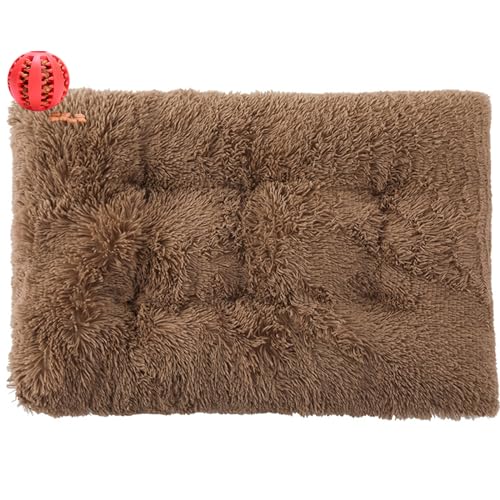 DOTBUY-SHOP Large Dog Bed Washable Plush, Soft Comfy Cat Bed Felt Rectangle Dog Bed Plain, Warm Pet Bed for autumn and Winter, Orthopedic Dog Beds Gift for Dogs and Cats (110X75cm,Coffee)