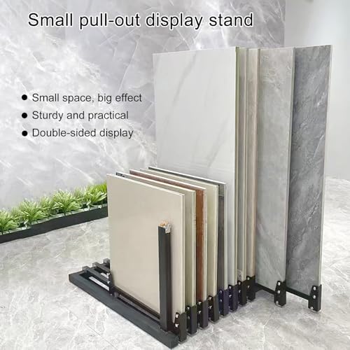 Grande espositore scorrevole – Scaffale regolabile a 20 ripiani per campioni di piastrelle per mostre e forniture fieristiche