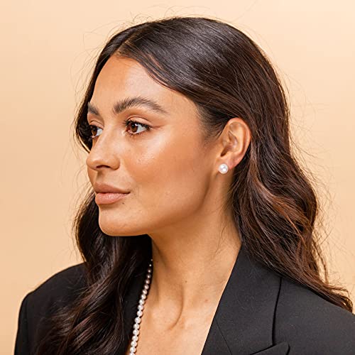 Pavoi Handpicked Aaa+ 14K White Gold Plated Sterling Silver Round White Freshwater Cultured Pearl Earrings | Pearl Earrings For Women - 7Mm #TOP1