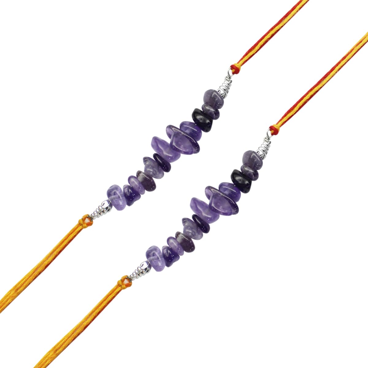 Shubhanjali Amethyst Crystal Chips Rakhi for Brother (Pack of 2) | Protection Healing Gemstone Purple Beads Rakhi for Bhaiya Bhabhi | Dori Rakhi for Bhai with Raksha Bandhan Gift Card and Roli Chawal (B09BNP7M7D) Amazon Price History, Amazon Price Tracker