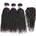 QinMei 10A Brazilian Virgin Curly Hair 3 Bundles With Closure (10 12 14+10) Free Part 100% Unprocessed Brazilian Kinky Jerry Curly 4x4 Lace Closure With Human Hair Bundles Curly Hair Extensions