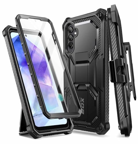 i-Blason Armorbox for Samsung Galaxy A55 5G Case with Built-in Screen Protector, Full-Body Rugged Anti-Slip Bumper Case with Kickstand & Belt Clip Holster