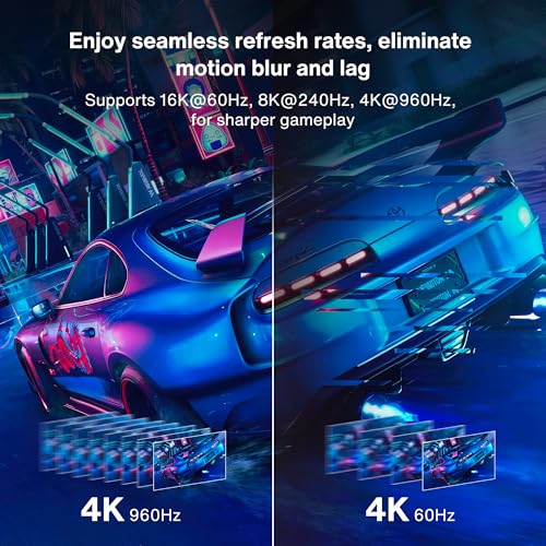 Image of IVANKY 80Gbps DisplayPort Cable 2.1, [VESA Certified], 16K Display Port Cord Compatible FreeSync Gaming Monitor 5090 7900XTX, 6.6FT