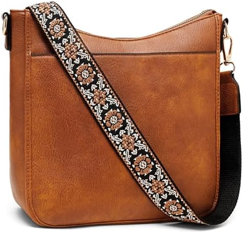 GEMIU Vegan Leather Crossbody Bags for Women,Crossbody Purse with RFID Blocking, Adjustable Guitar Strap