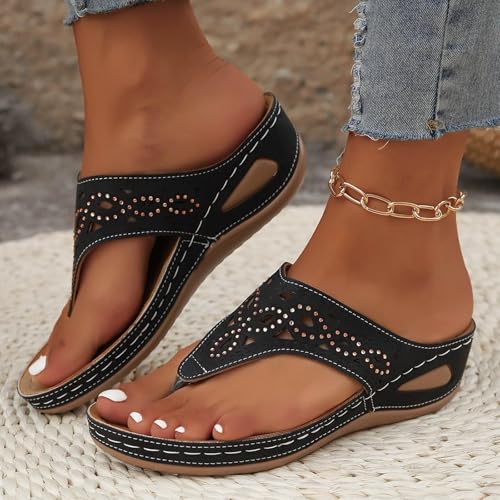 Orthopedic Sandals for Women,Breathable Mesh Sports Sandals,Arch Support Wedge Flip Flops for Women,Walking Comfort Sandals With Arch Support 2025,Flat Sandals Dressy Summer Shoes2