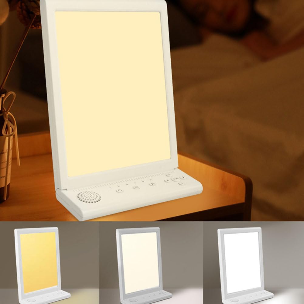 Tageslichtlampe mit 10 Weißes Rauschen LED Lichttherapielampe 20000 Lux Daylight Lampe Touch Control und Verstellbarer Sonnenlicht Lampe 3 Farbtemperaturen 6 Timer Tageslichtleuchte Simulation